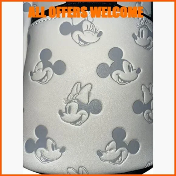 Faux Leather Mickey Mouse Shoulder Bag with Adjustable Straps
